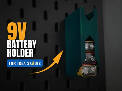 9V Battery Holder for IKEA SKÅDIS Pegboard