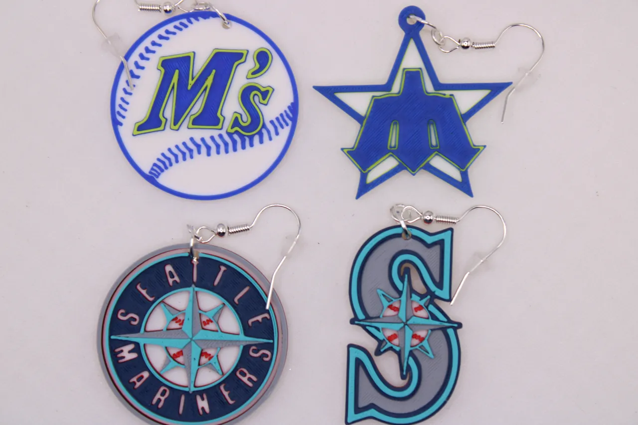 Seattle Mariner Earrings view 2
