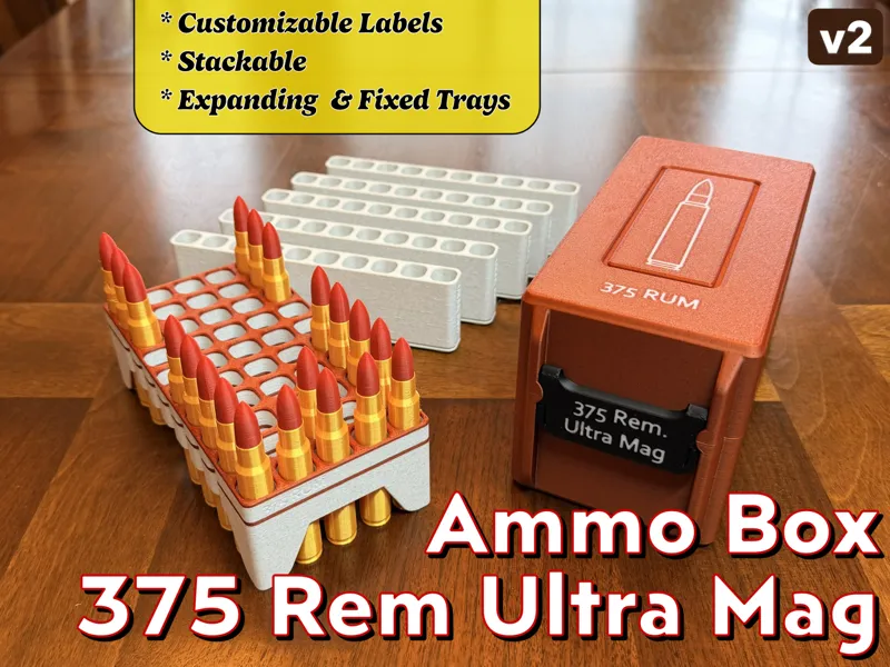 Ammo Box 375 Rem. Ultra Mag (RUM) + Expanding Tray