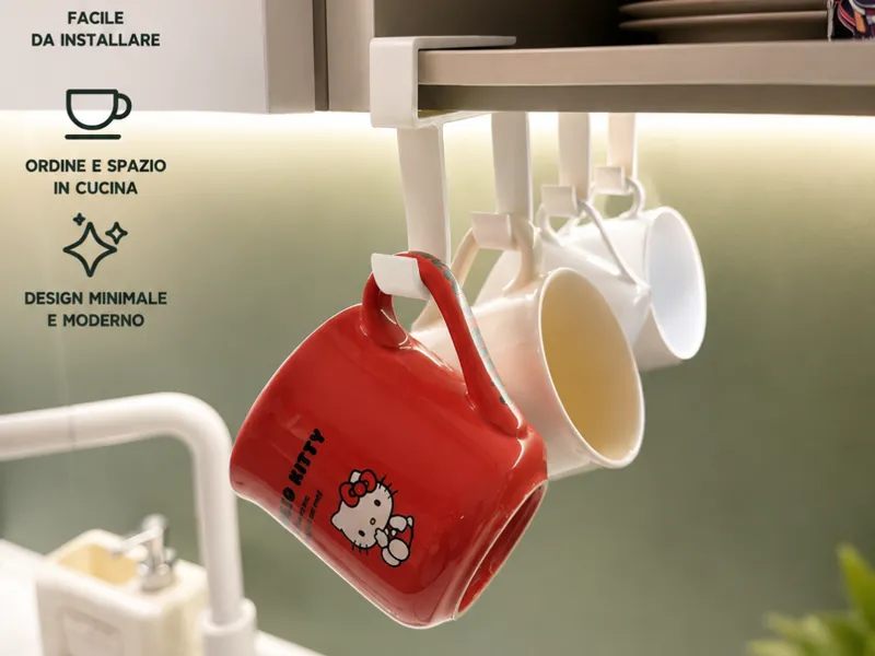 Under Shelf Mug Holder Supporto Reggi Porta Tazze