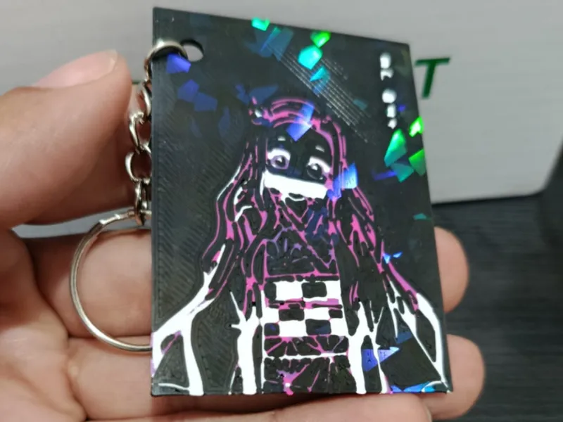 Nezuko keychain neon style