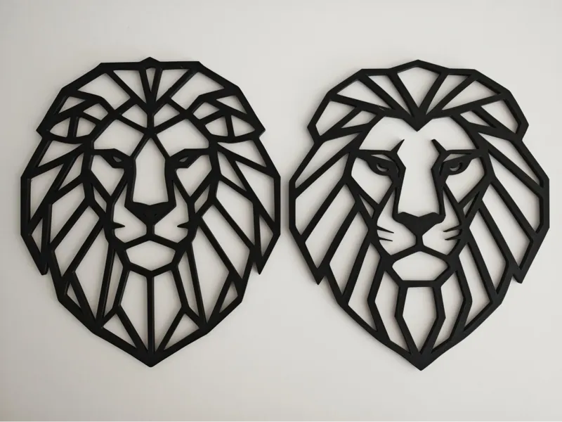 Low Poly Löwenkopf Wanddeko – Tierkopf Wandbild