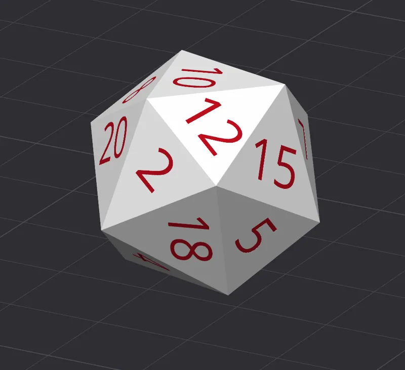 D20 icosahedron, dual color. (dnd)