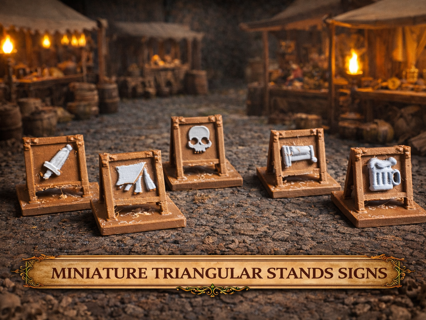 miniature triangular stands signs