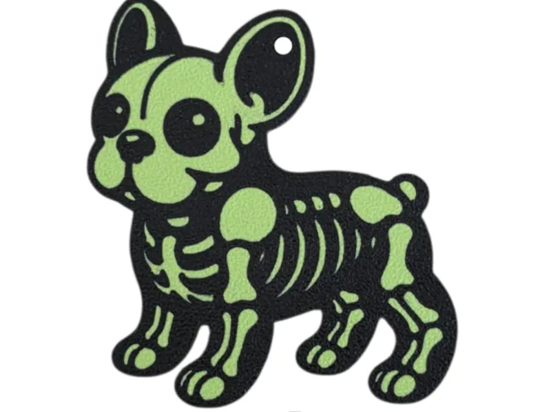 Frenchie Skeleton Keychain