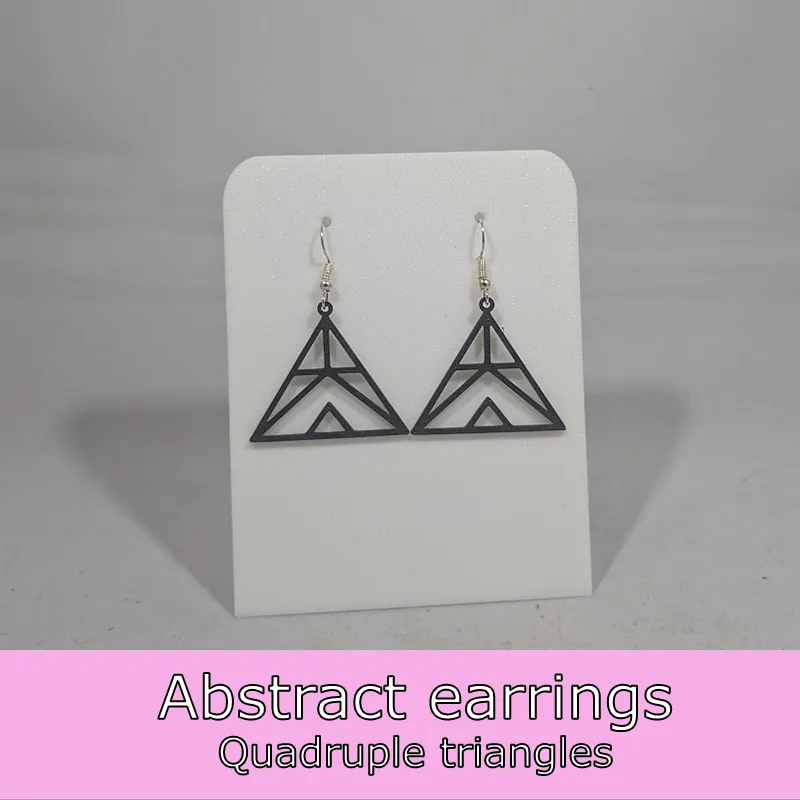 Abstract earrings - quadruple triangles view 2