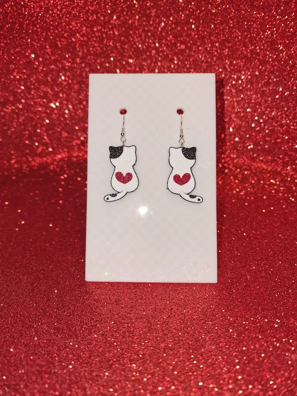 Valentine kitty earrings view 2