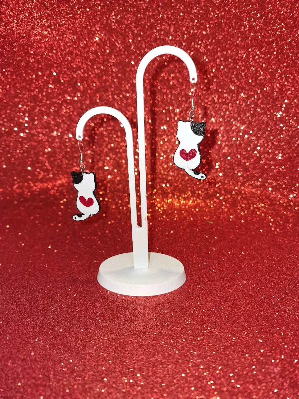 Valentine kitty earrings view 3