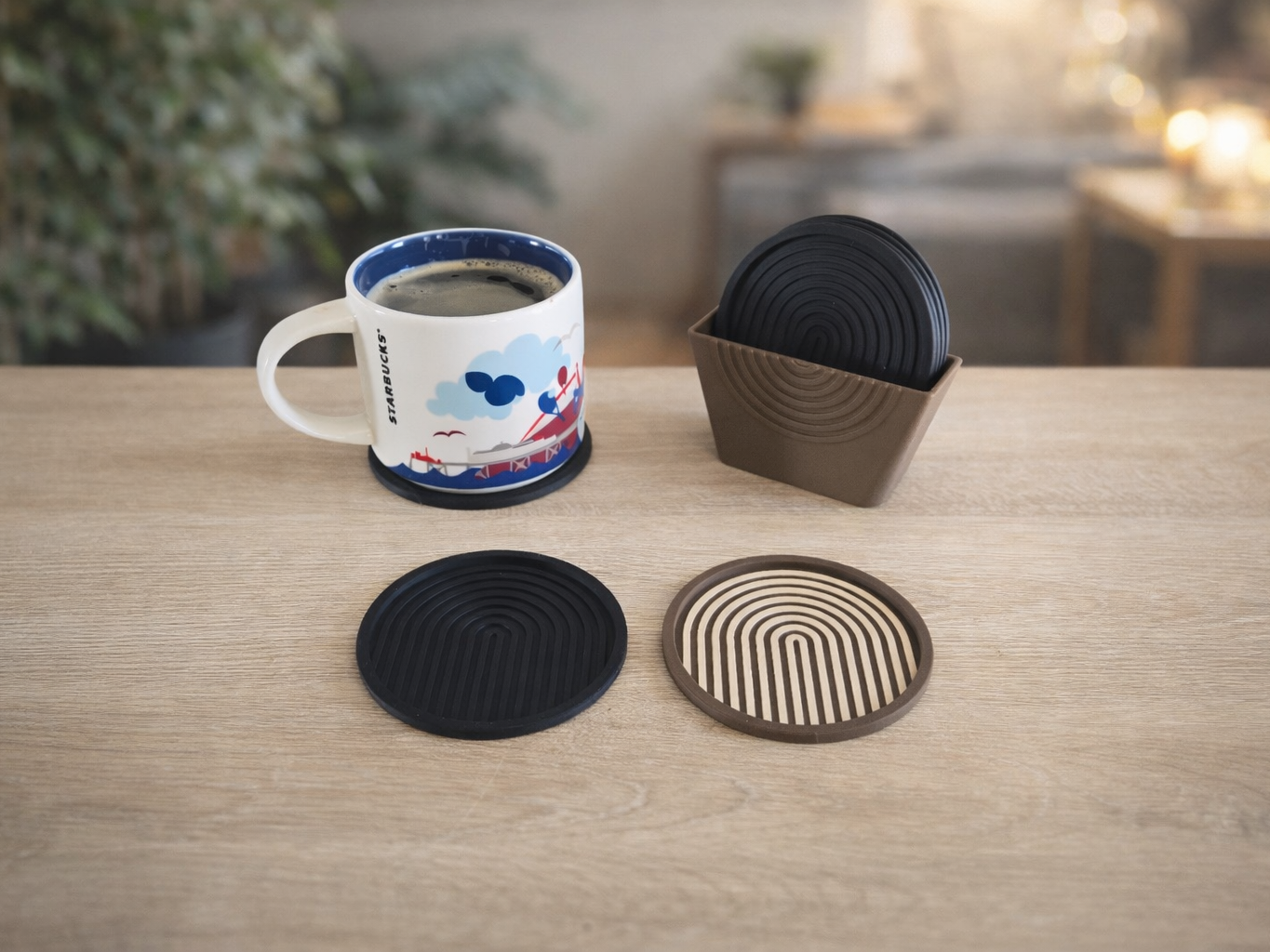 Modern Arch Coaster Set + Holder