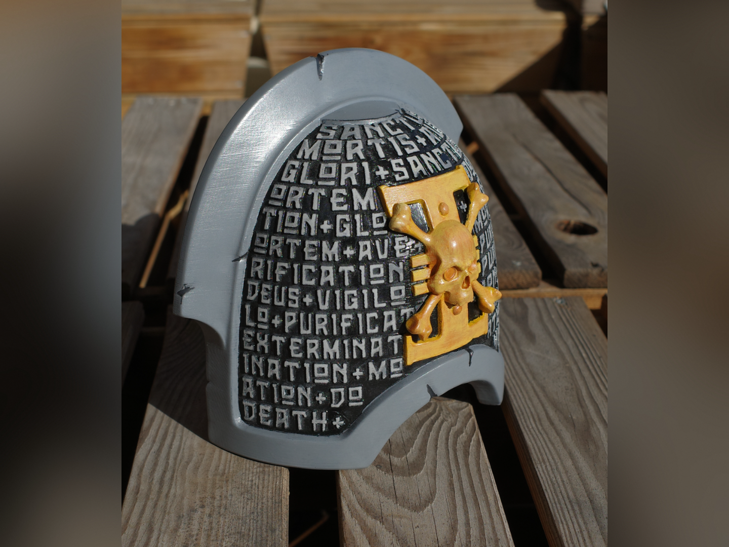 Deathwatch Pauldron - Raised Text & Skull Ornament