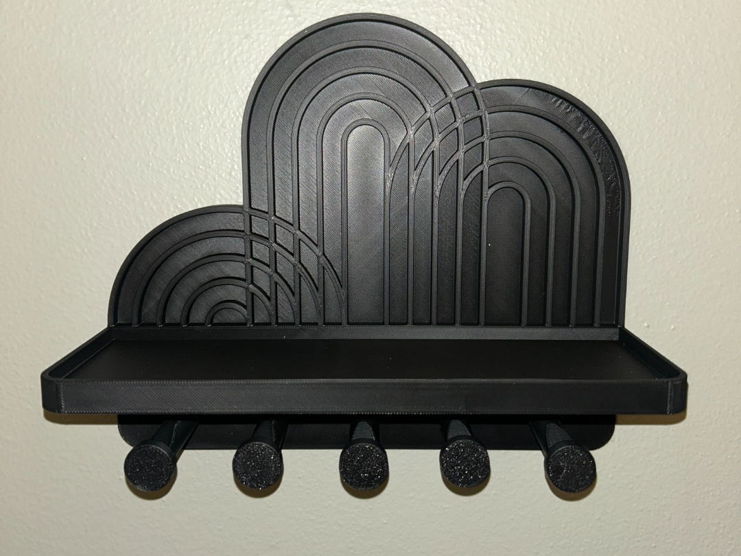 Arched Wall mount Key Holder With Shelf (5 Hooks+)