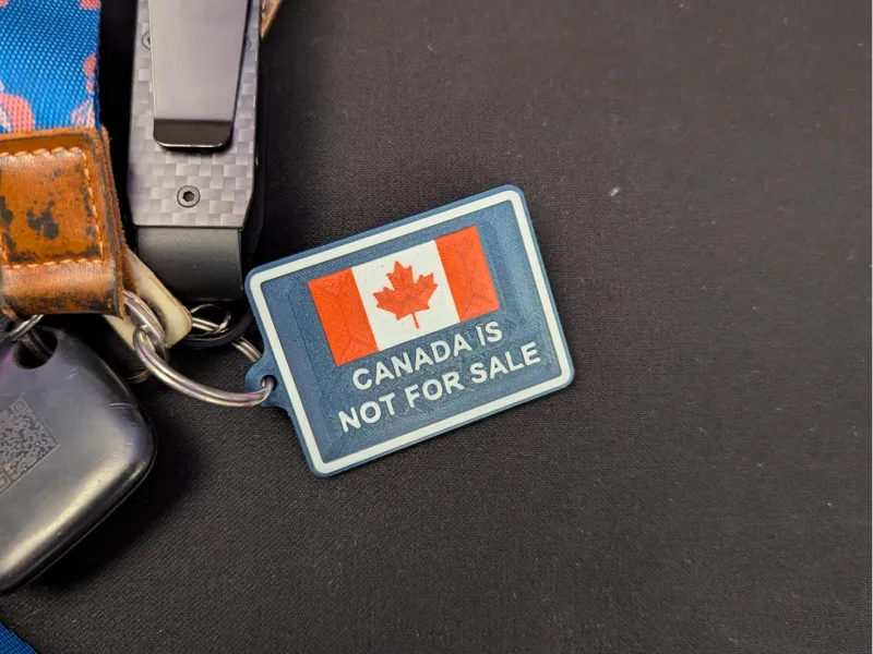 Canada is not for sale keychain (all caps text)