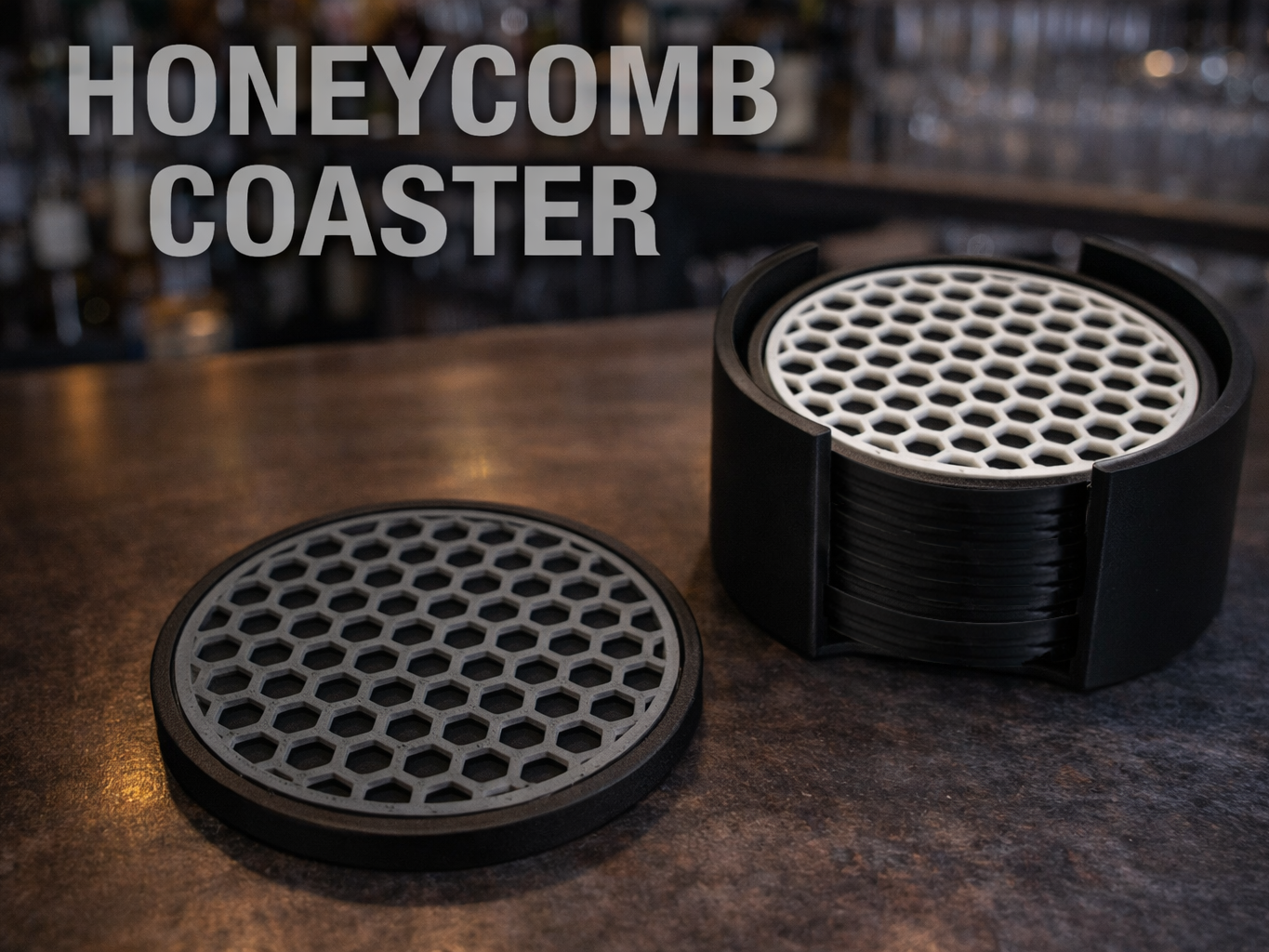 Honeycomb Round Drink Coaster Bar Set