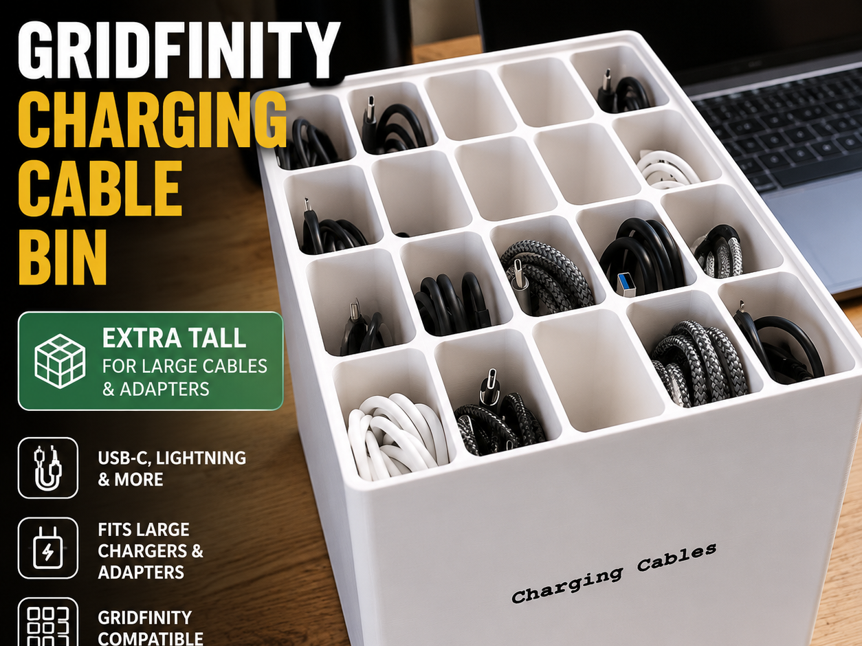 Extra Tall Charging Cable Organizer Bin