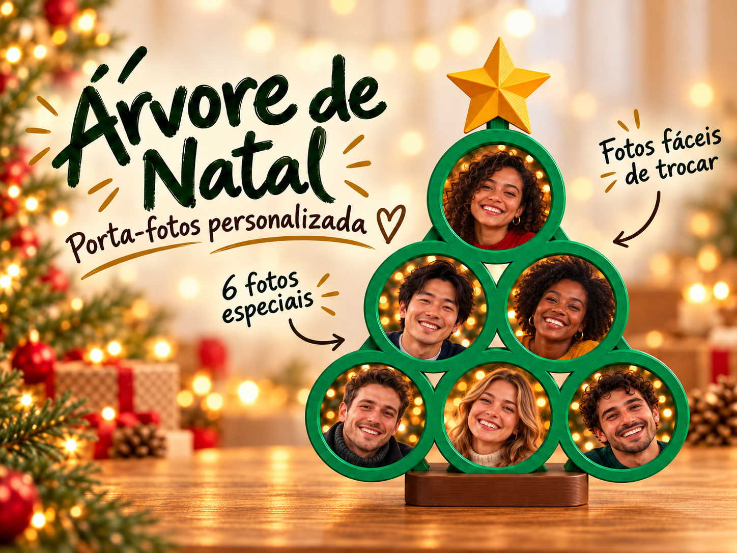 Árvore de Natal Porta-Fotos — 6 Memórias Especiais 3D model