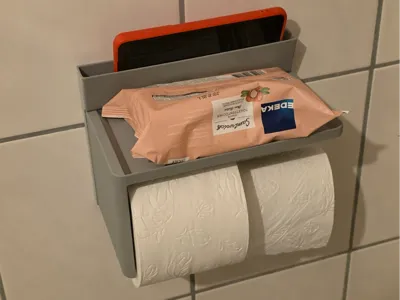Toilet Paper Holder with Shelf and Phone Slot