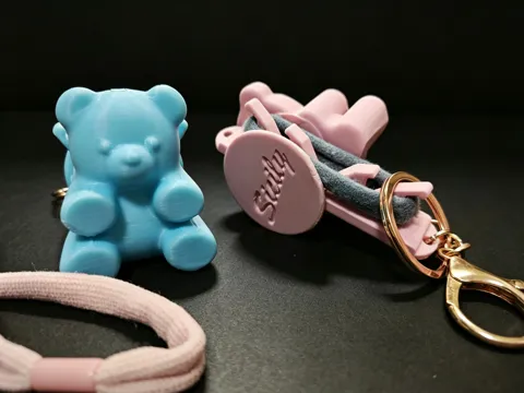Accesorio para sujetar ligas de cabello: Personalized bear hair tie keeper keychain — referencia de MakerWorld