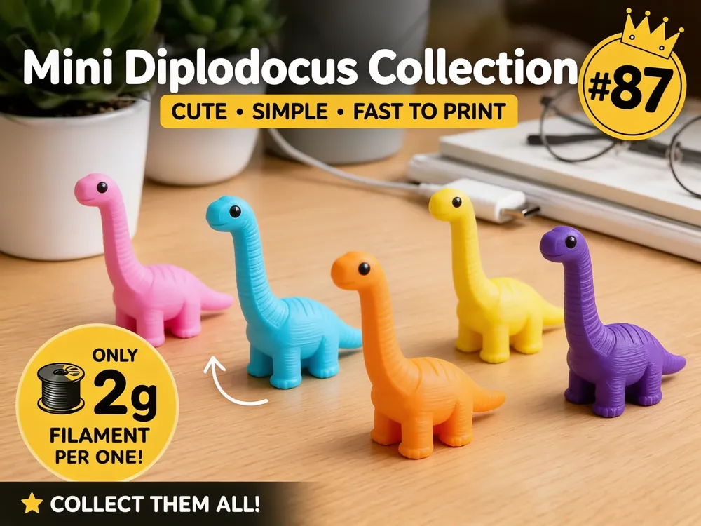 Objeto manipulable: Mini Diplodocus Fidget - Micro Zoo. Referencia del modelo original.