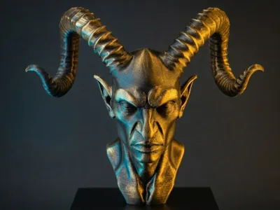 Detailed Banshee / Horned Demon Bust - Fantasy