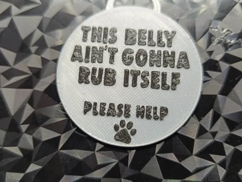 Belly rub keychain tag fast print easy