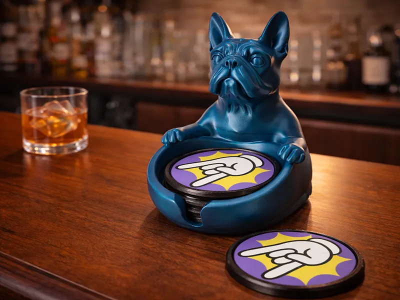 Frenchie Coaster Caddy - French Bulldog Butler