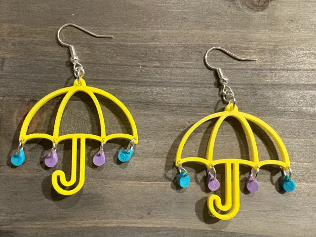 Umbrella and Rain Drops Earrings