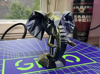 Low-Poly Elephant Head – Modern 3D Decor
