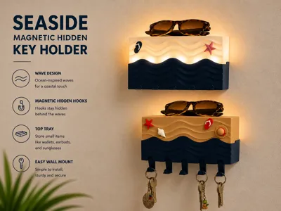 Hidden Magnetic Key Holder - Seaside Theme