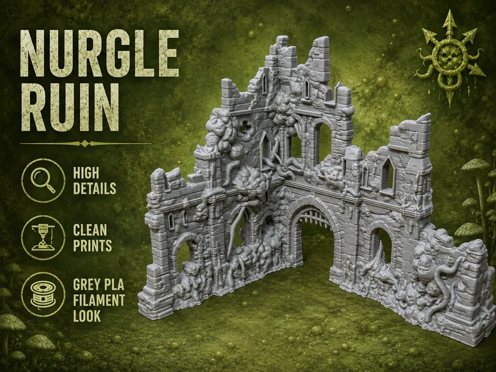 Escenografía en miniatura: Modular Nurgle Corrupted Ruin - Tabletop Terrain. Referencia del modelo original.