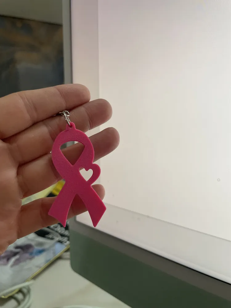 Llavero Lazo Rosa con Corazón concienciación - Modelo de impresión 3D ...