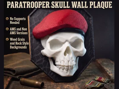 Paratrooper Skull Wall Plaque / Sign