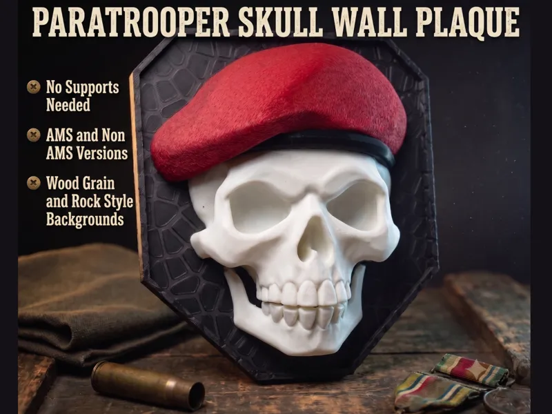 Paratrooper Skull Wall Plaque / Sign
