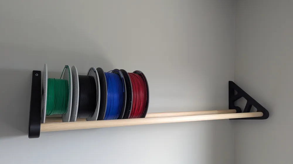 Filament Rack with Wooden Dowels Remixed by 0phoff - MakerWorld