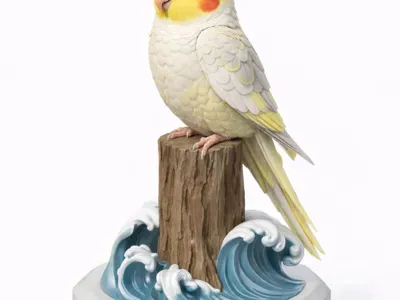 Cockatiel · Ocean Breeze Tree Stump Ornament