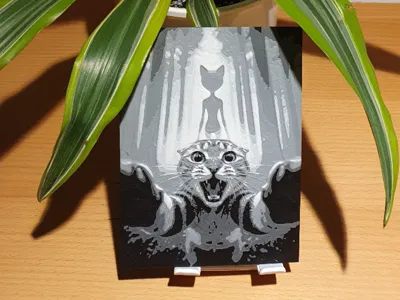 Hueforge Cat with Alien Cat