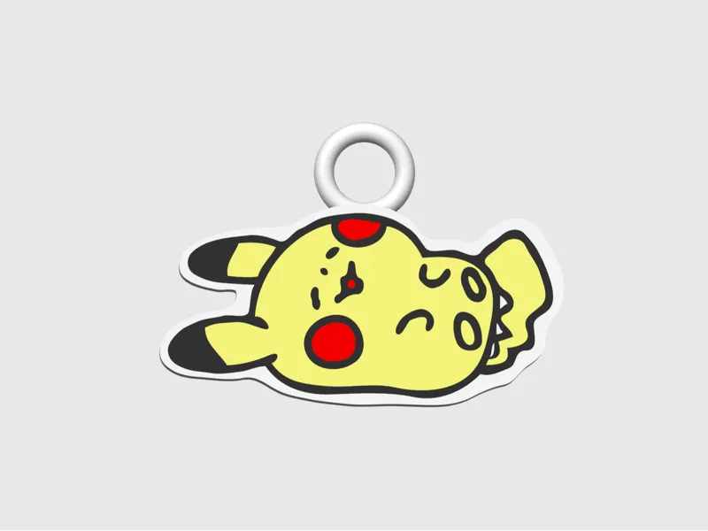 Pikachu Keychain Multicolor Pokemon Chibi sleepy