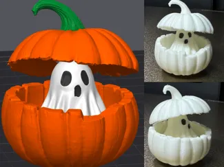 Halloween Ghost in Pumpkin Cute and funny