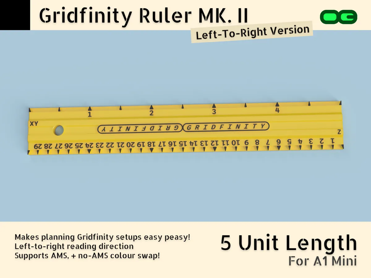 Gridfinity Ruler MKII [5 Unit Length For A1 Mini] - Free 3D Print Model ...