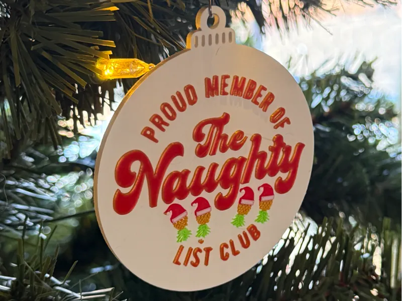 Naughty List Ornament Remix with Pineapples