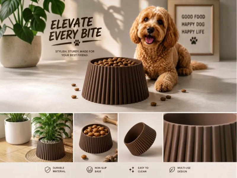 Ribbed Pet Bowl|PLA Pure|collection Dog Food Bowl