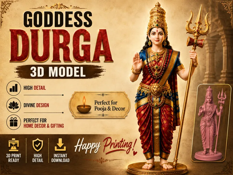 Durga Devi | 3D Printable Model | Home Decor 