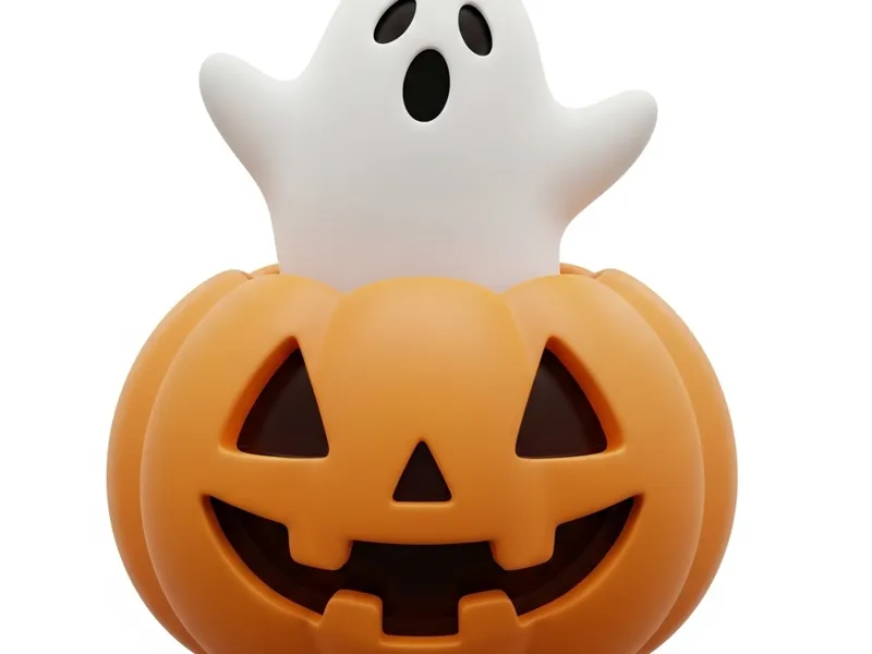 Spooky Halloween Pumpkin Ghost Statue
