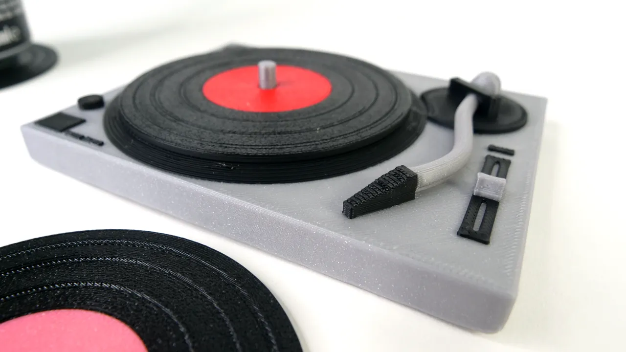 Turntable with Vinyl Record Coasters view 3