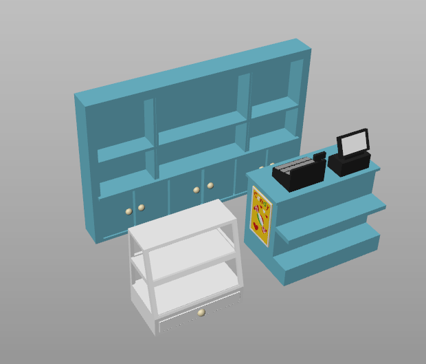 Miniatura 2 do modelo 3D 多巴胺治愈系糖果小屋  1/64微缩场景模型  迷你建筑糖果店甜品店 Sweet Canndy