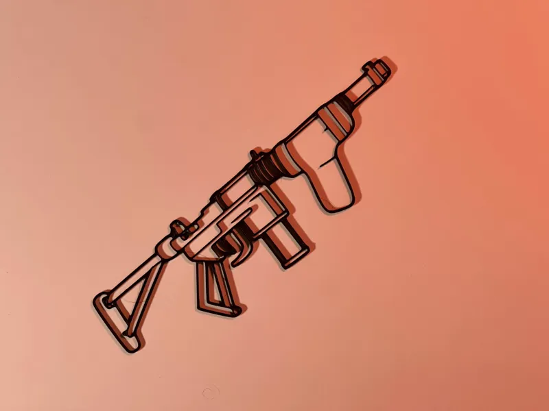 Art mural Line Art Handmade SMG Rust