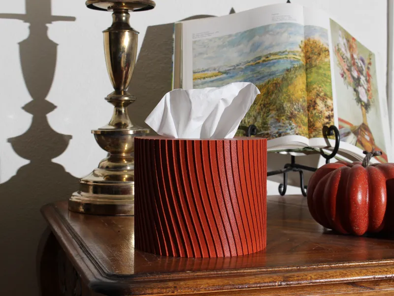 Tissue Box Cover - Ribbed Cylinder
