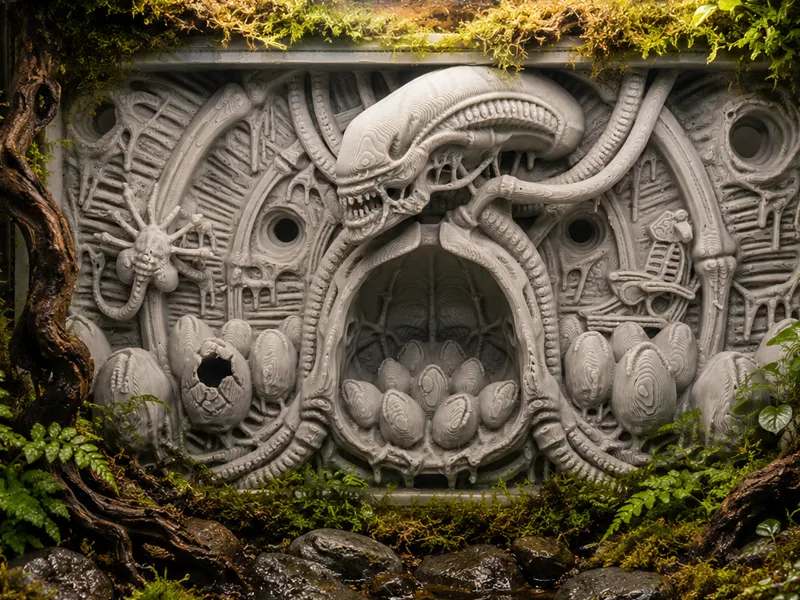 Xenomorph Biomechanical Terrarium Background