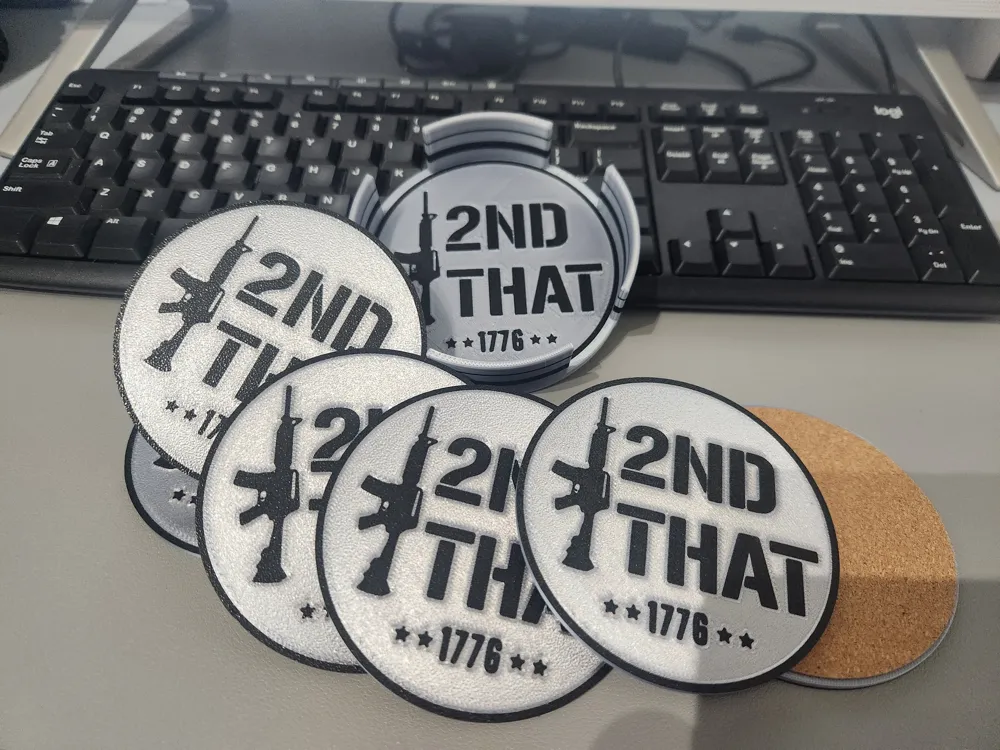 2nd amendment firearms coasters and holder - Free 3D Print Model ...