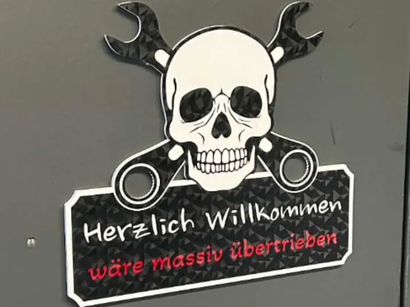 Sign Skull crossed Wrench (text is customizable)