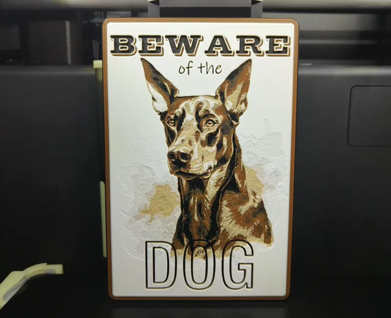 Doberman Beware of the dog sign 100x150 Hueforge